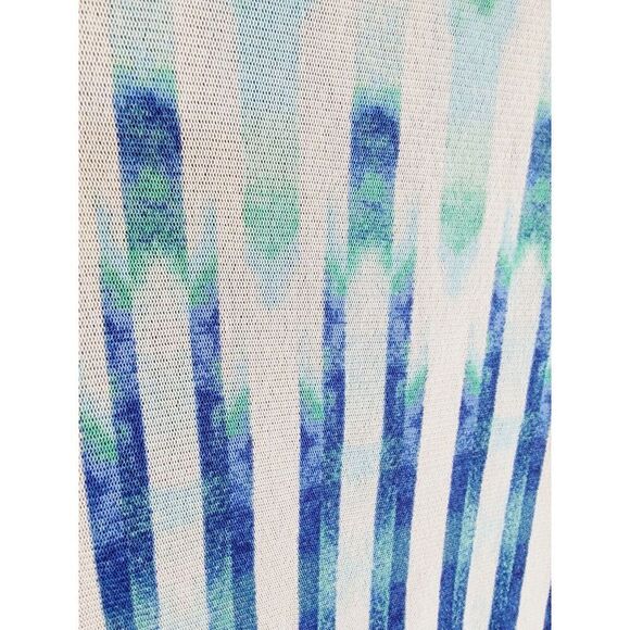 Chico's 2 Blues Vivid Stripe Watercolor Lined Blouse Top SS Boat‎ Neck Large - Picture 6 of 8